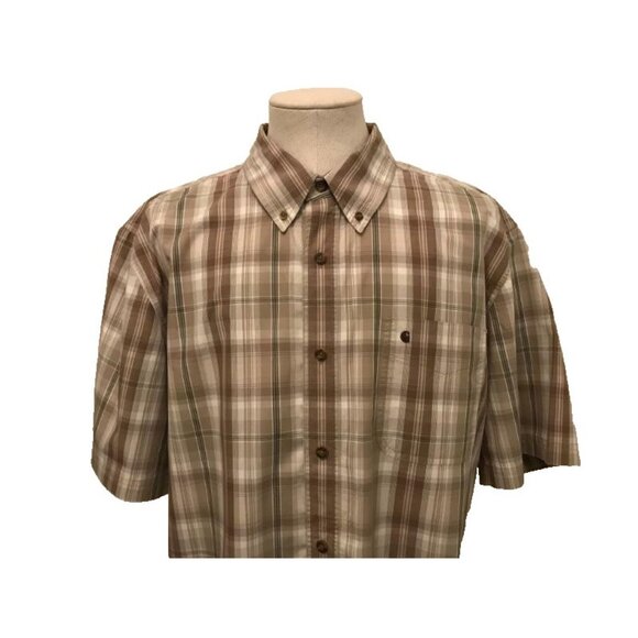 CARHARTT Short Sleeve Shirt Mens Size XL Relaxed Fit Brown Plaid - Picture 2 of 4